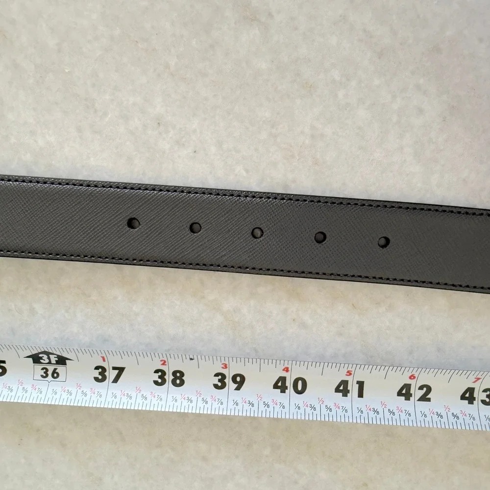 Prada 2CM275 Men's Saffiano Leather Antracite Gray‎ Belt silver buckle, 105cm